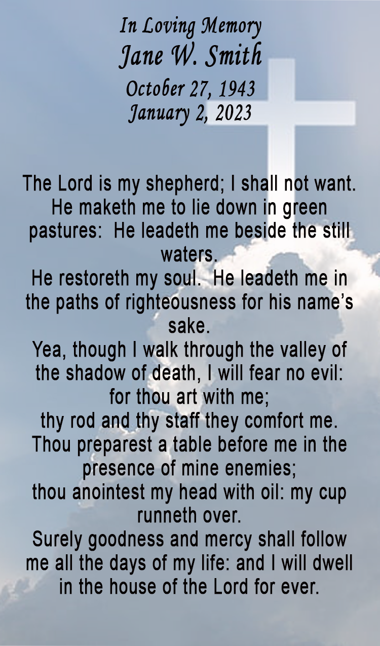 Catholic Memorial Card