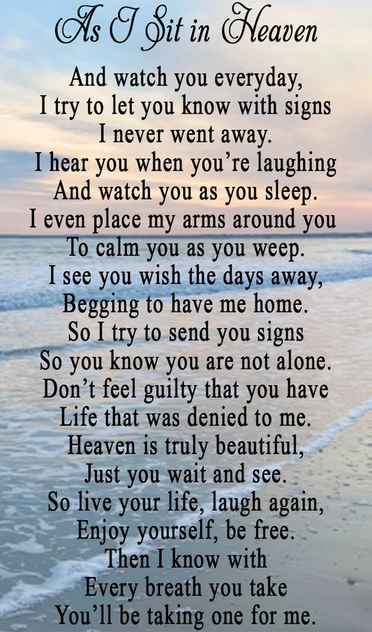 Custom Ocean Sunset Memorial Cards - Personalized Prayer Cards for Funerals