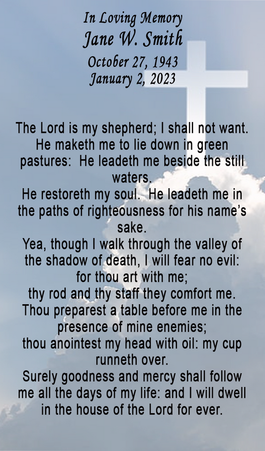 Custom Catholic Memorial Cards - Personalized Prayer Cards for Funerals