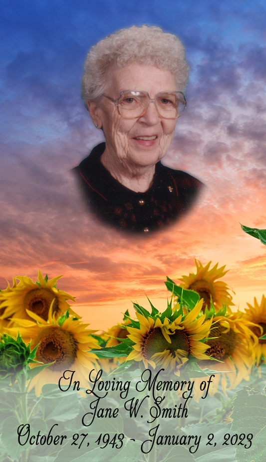 Sunflower Memorial Card